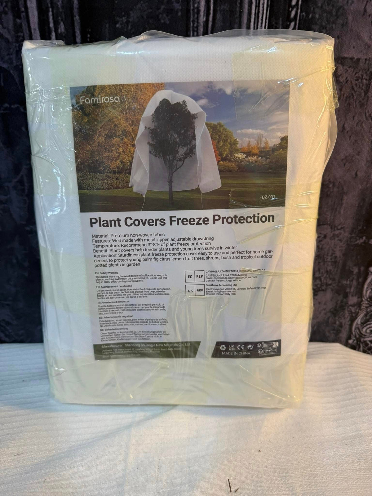 Famirosa brand Plant Cover designed for freeze protection,