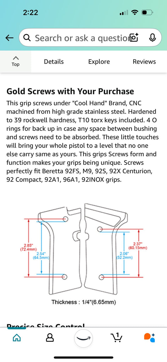 COOL HAND WOOD GRIPS FOR BERETTA VERTEC M9A3, 92X, CENTURION,