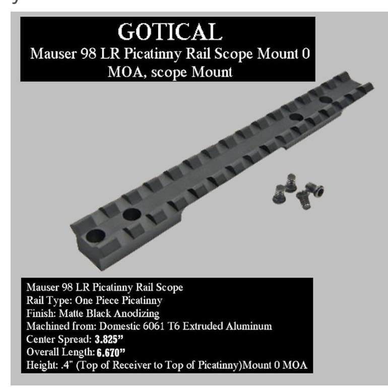 GOTICAL MAUSER 98 LR PICATINNY RAIL SCOPE MOUNT