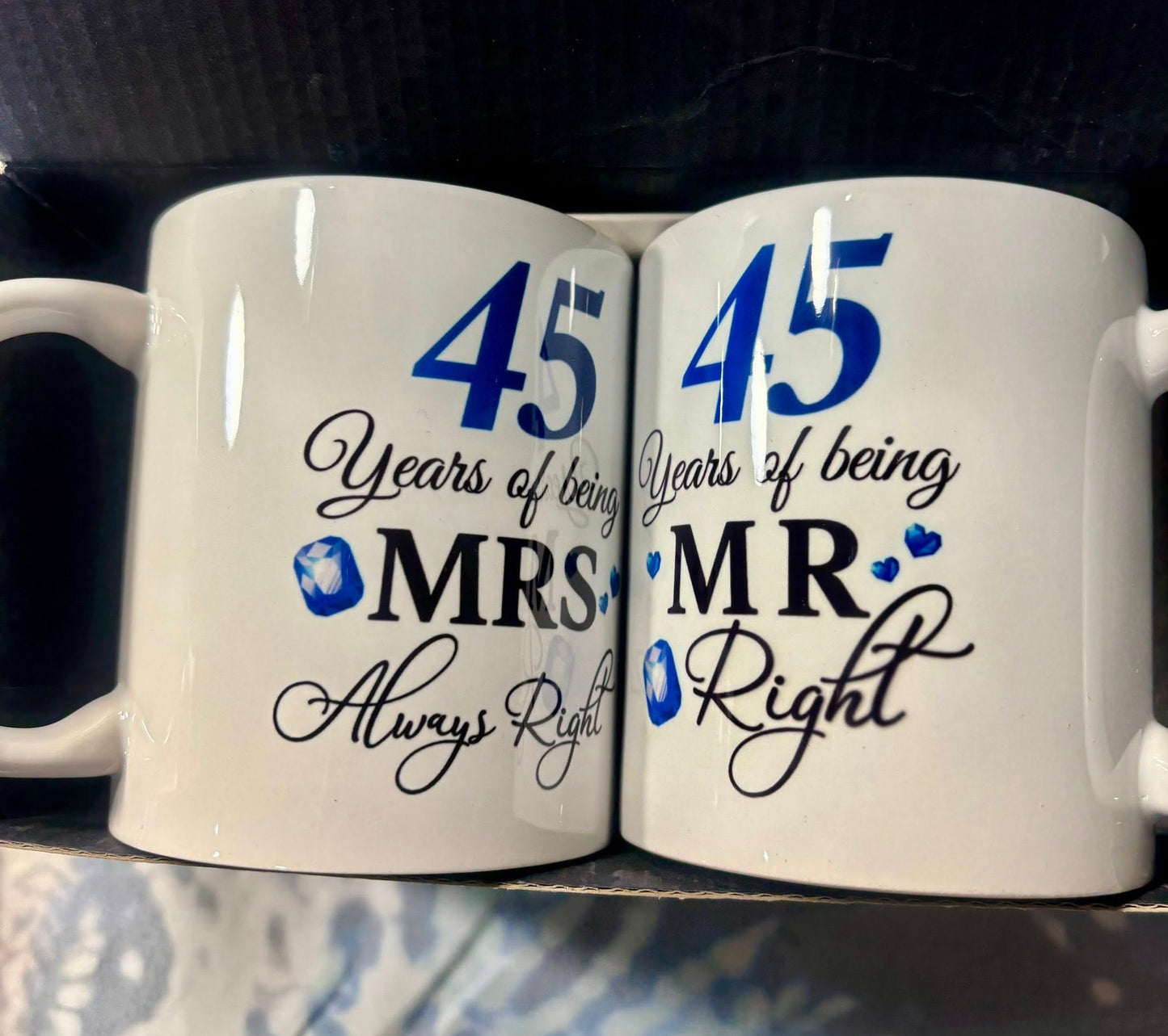 MR AND MRS 45 YRS mug set