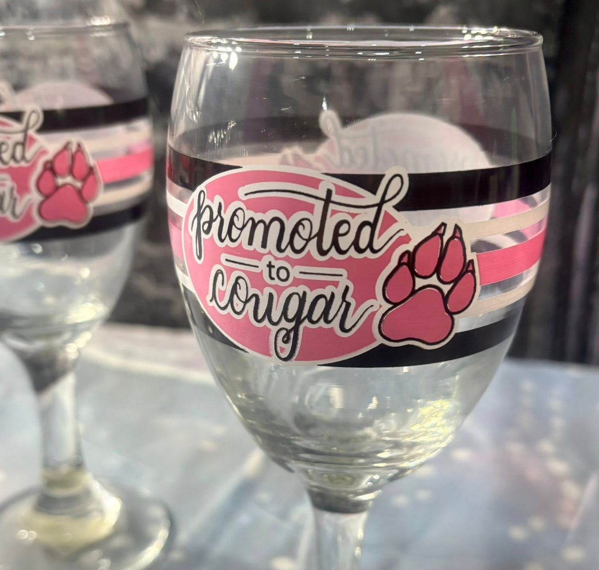 "PROMOTED TO COUGAR" GLASS SET OF 6