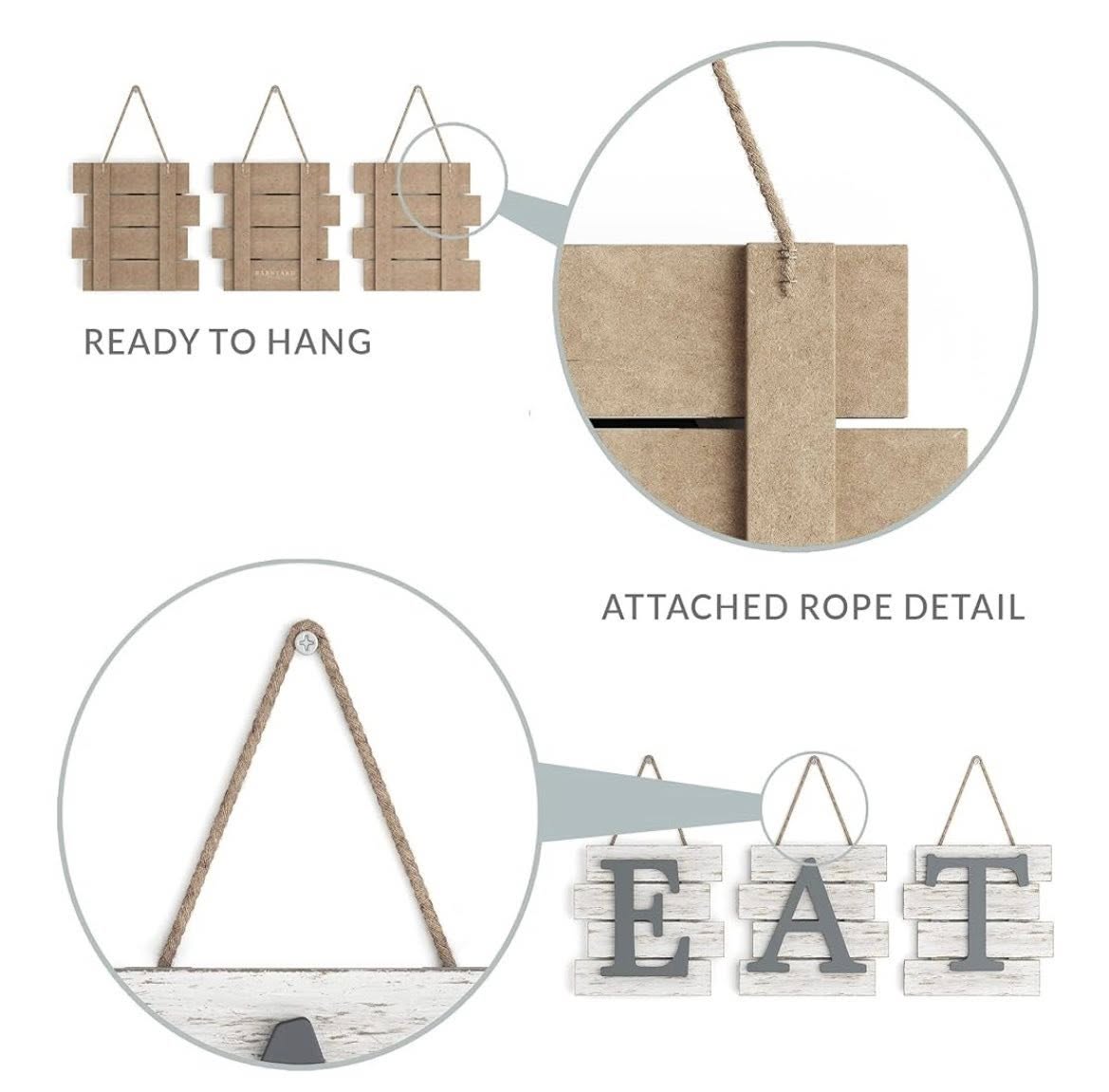 SET OF 3 FARMHOUSE WOOD SIGNS SAYS -E A T
