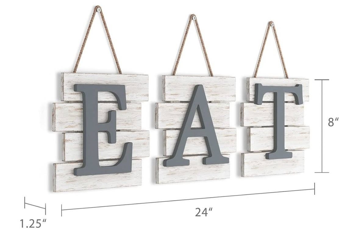 SET OF 3 FARMHOUSE WOOD SIGNS SAYS -E A T
