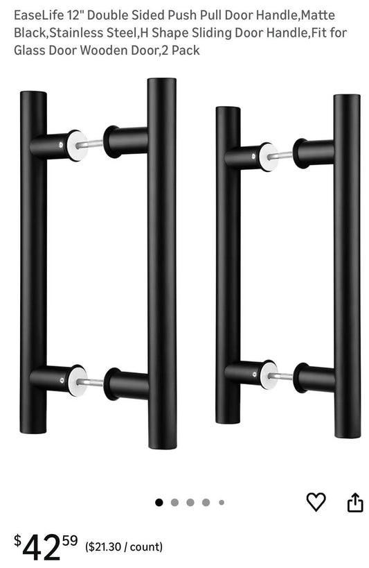 BLACK 12'' DOUBLE SIDED PUSH/PULL DOOR HANDLE