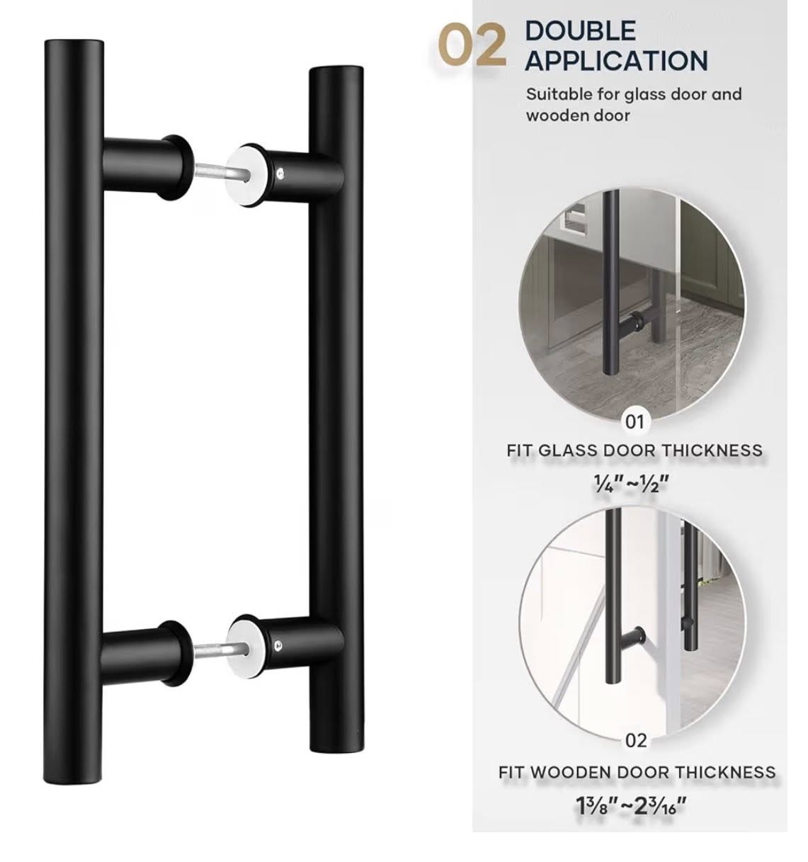 BLACK 12'' DOUBLE SIDED PUSH/PULL DOOR HANDLE