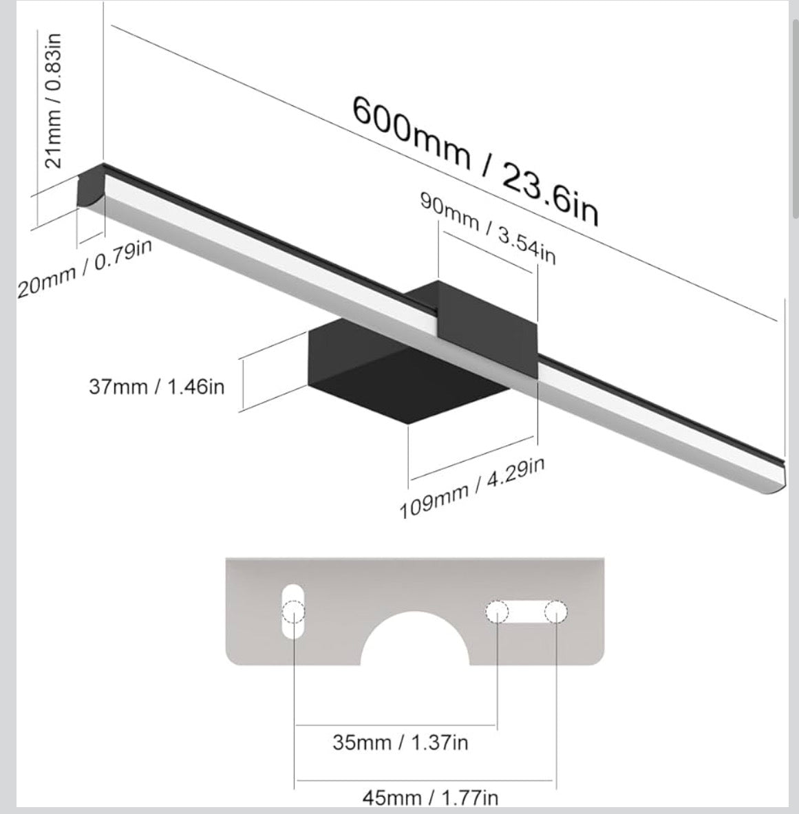 LUMINEX BLACK VANITY LIGHT