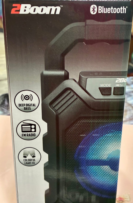 2Boom Vibe BX210B Bluetooth Speaker FM Radio LED Light