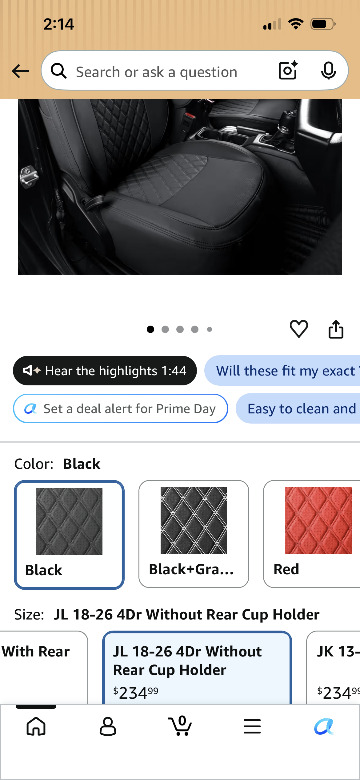 GIANT PANDA Jeep Wrangler 4 door full set seat covers