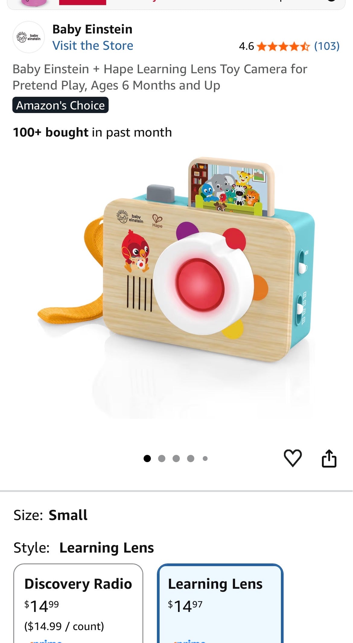 Baby Einstein + Hape Learning Lens Toy Camera for Pretend Play,