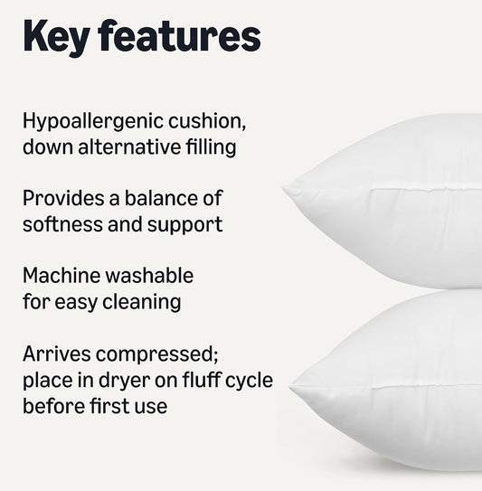 2 PACK of 20 X 20 OEKO TEX DOWN ALTERNATIVE PILLOW INSERTS