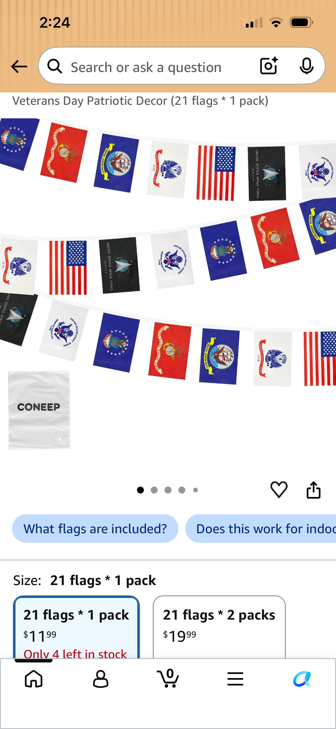 2 STRINGS OF USA MILITARY FLAGS ALL BRANCHES