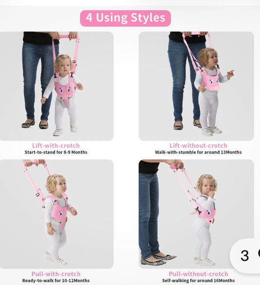 Baby Walking Harness Breathable Handheld Pink
