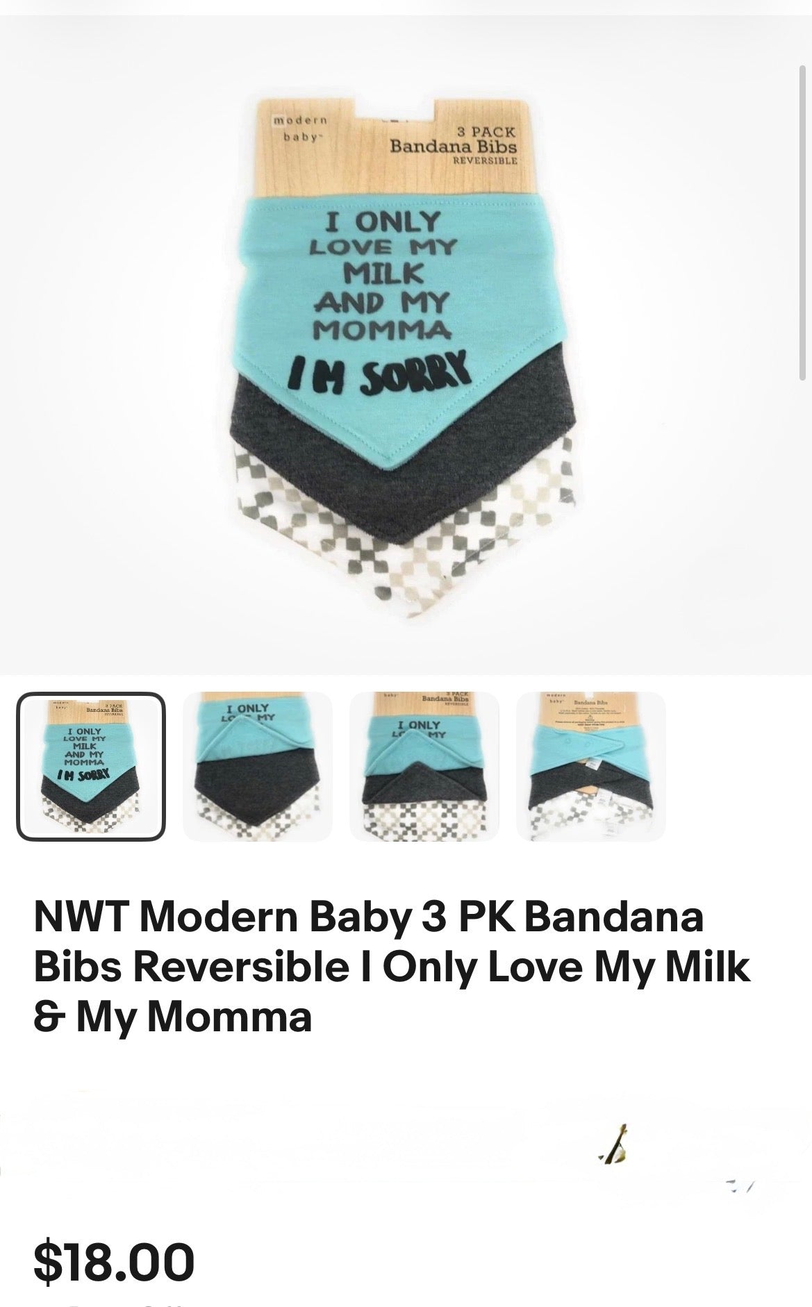 Modern Baby 3 PK Bandana Bibs Reversible