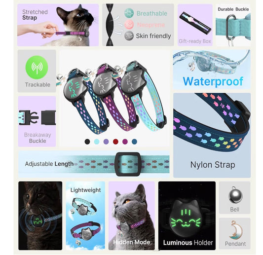 AirTag Cat Breakaway, Reflective Cat Collar
