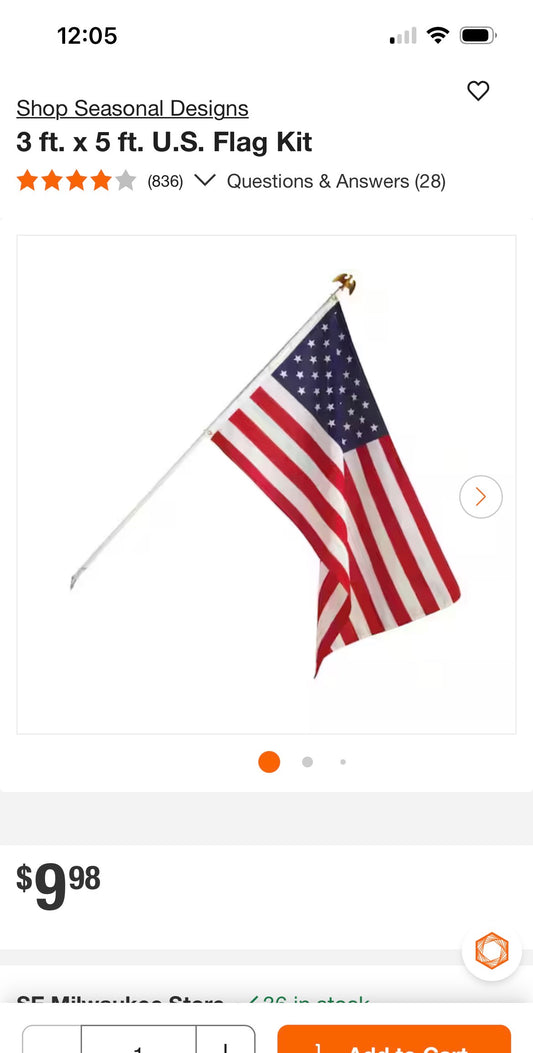 Shop Seasonal Designs 3 ft. x 5 ft. U.S. Flag Kit
