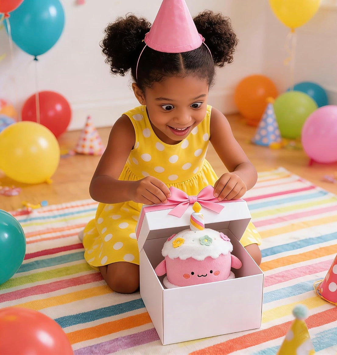 Birthday Cake Stuffed Toy Dessert Plush with Hidden Pocket
