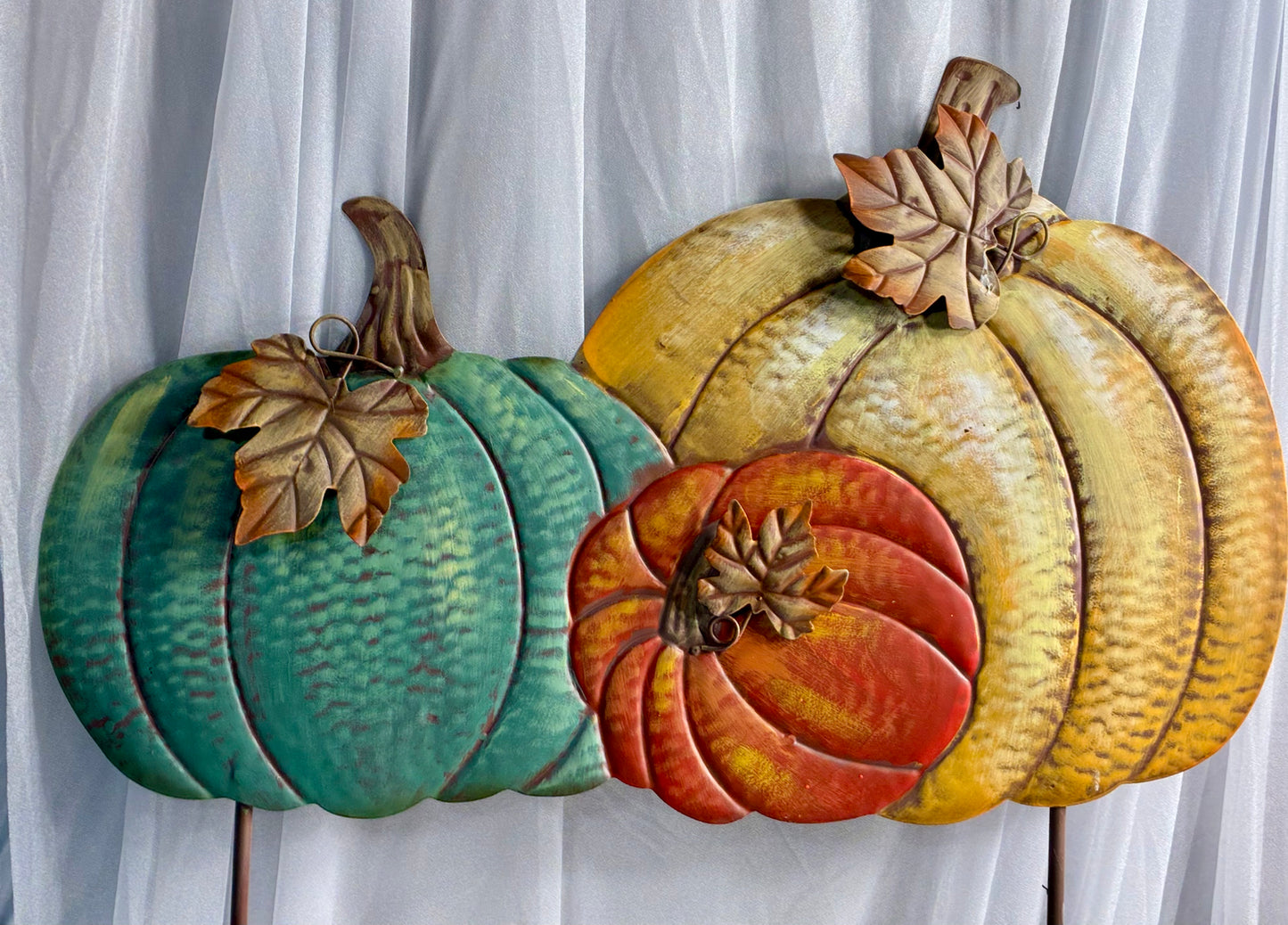 3 pumpkin Metal Yard Stake