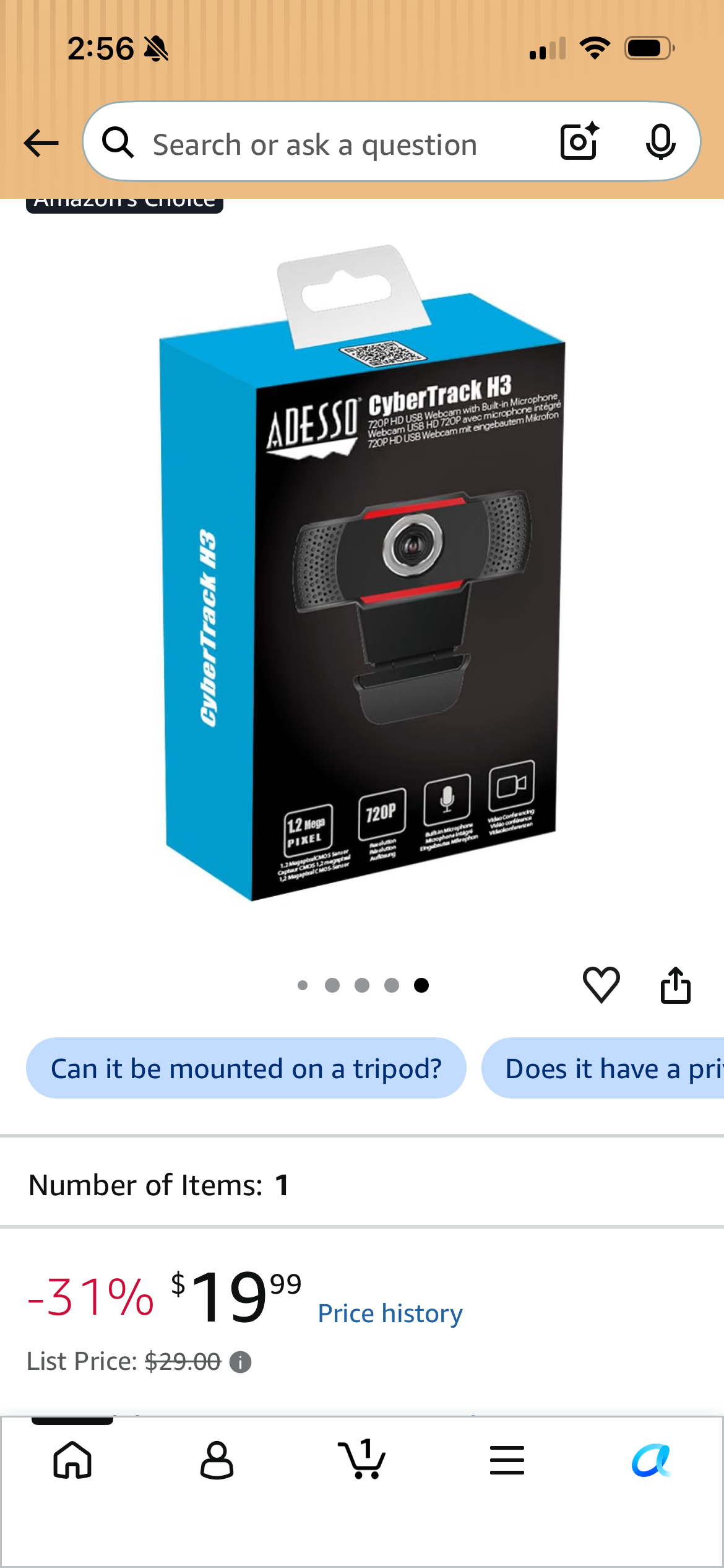 ADESSO CyberTrack H3 Webcam 1.3 Megapixel 30 fVideo Microphone for PC & Laptop,