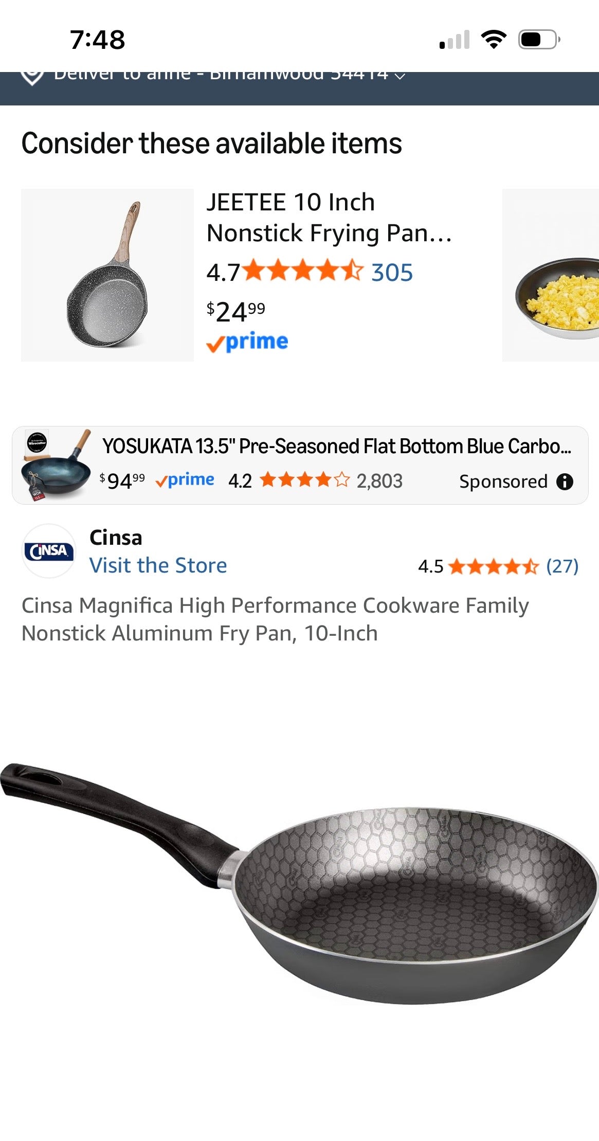 Cinsa Magnifica High Performance Cookware Nonstick Aluminum Fry Pan, 10-Inch
