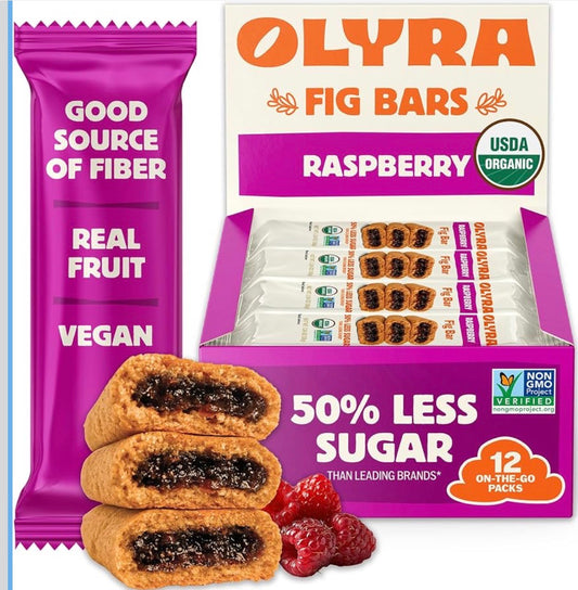 Olyra Organic Fruit Bars, Prebiotic High Fiber Snack, Gut Health, Whole Grain
