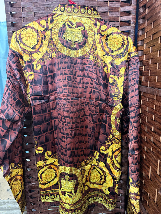 Luxury Printed Satin Long Sleeve