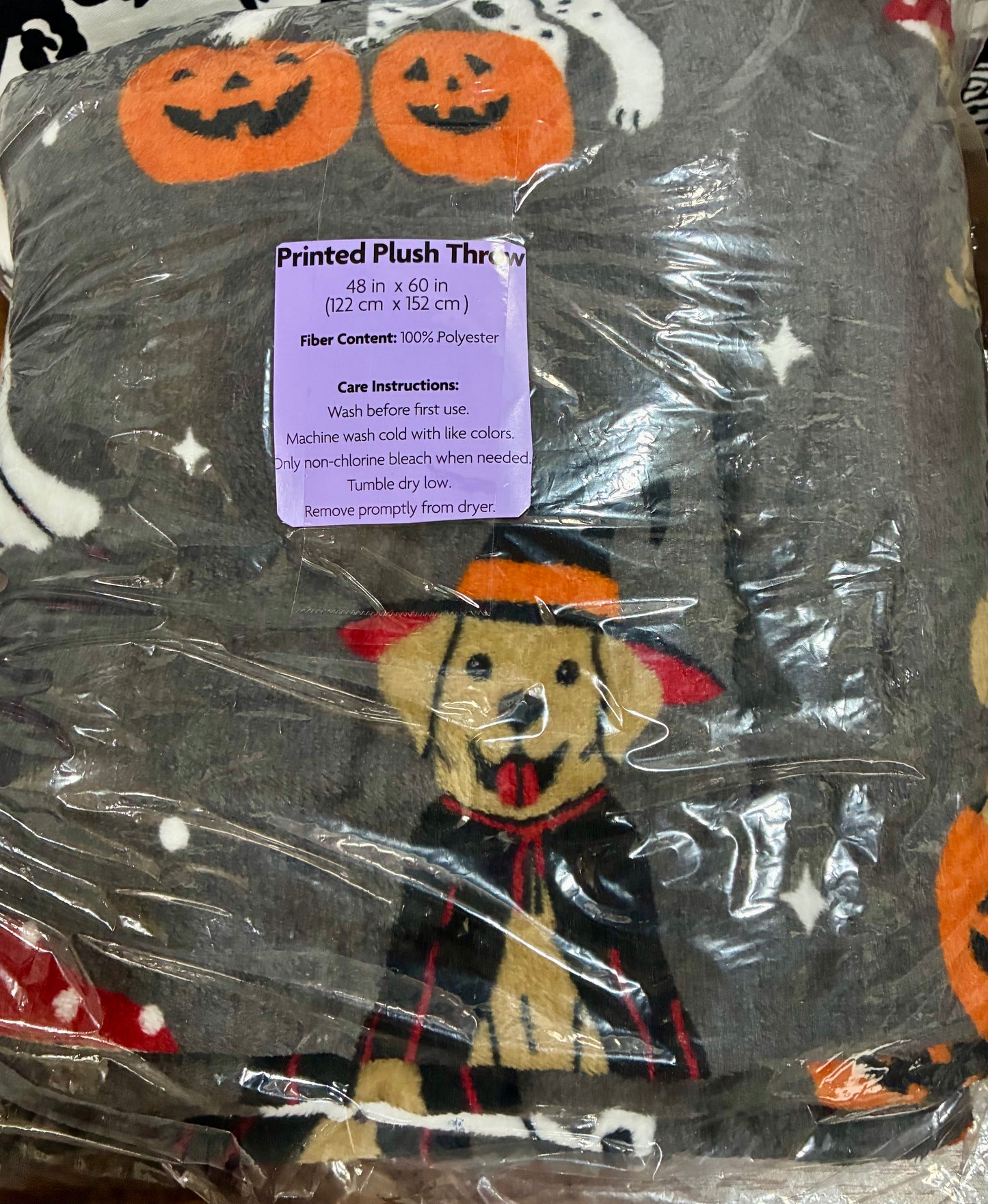 Plush Throw with various Dogs ,dressed for Halloween 48 x 60