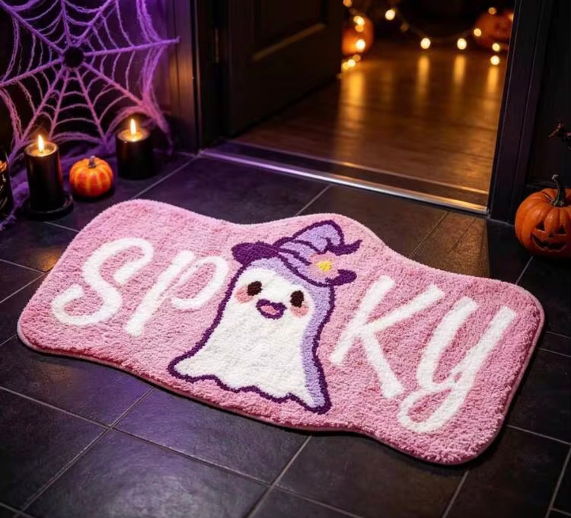 Sweet Pink Witch Ghost Floor Mat, 36 x 16
