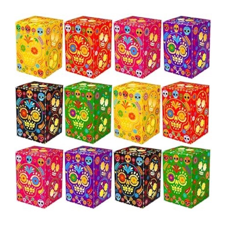 Furbeko Day of the Dead Sugar Skull ,Paper Luminary Candle Holder/ 48 Treat Boxes