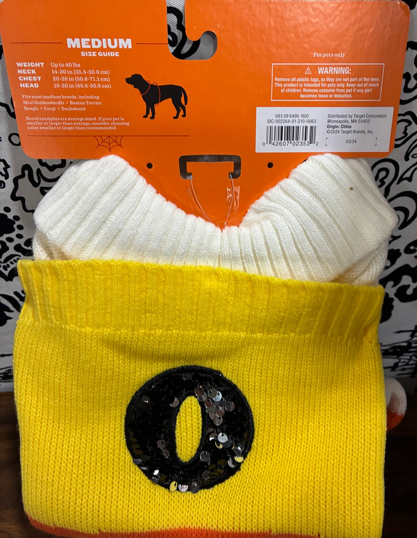 Hyde & Eek! Candy Corn "Boo" Cat or Dog Halloween Sweater-Size M