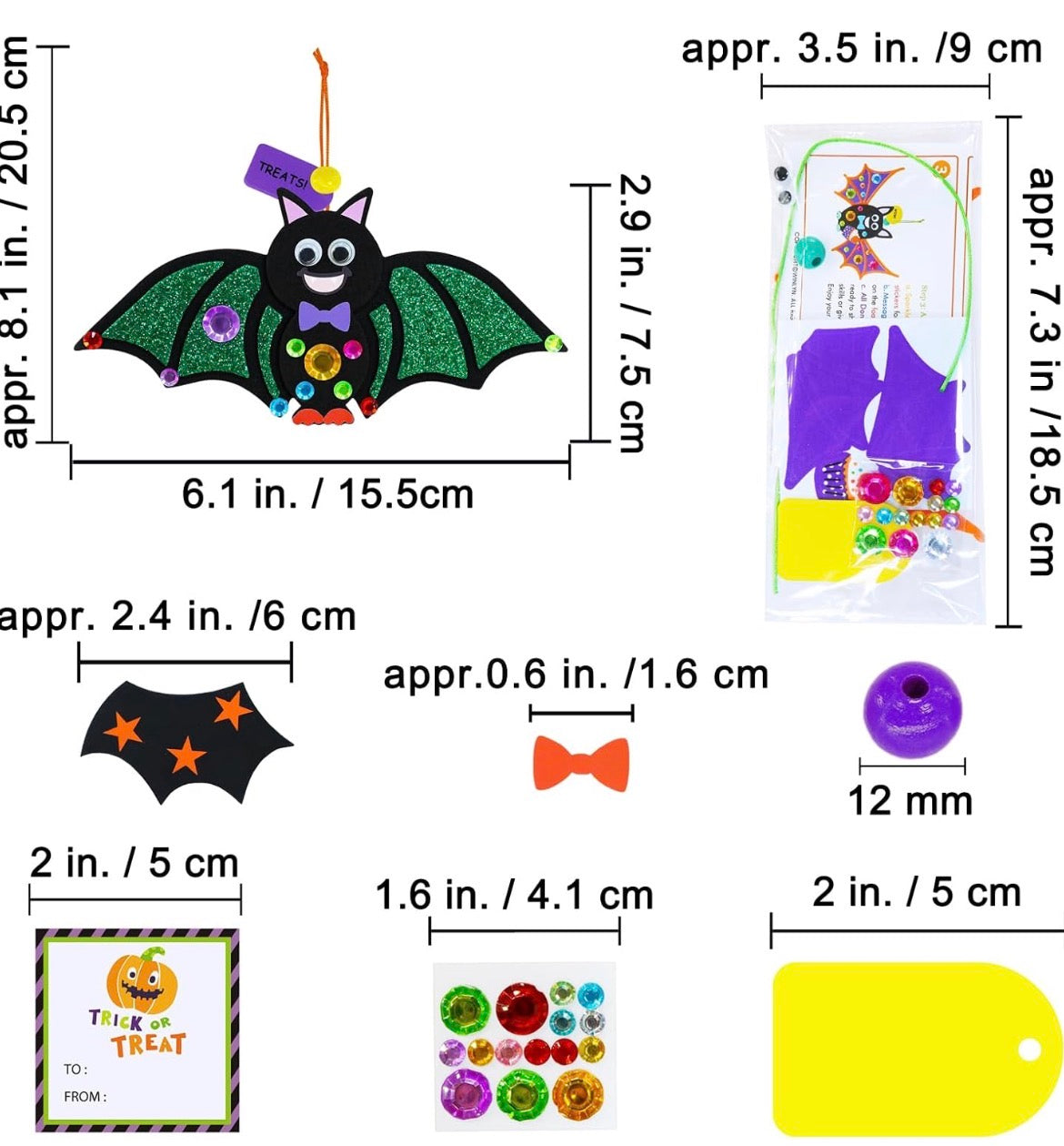 Winlyn 24 Sets Halloween Craft Kits - DIY Bat Ornaments