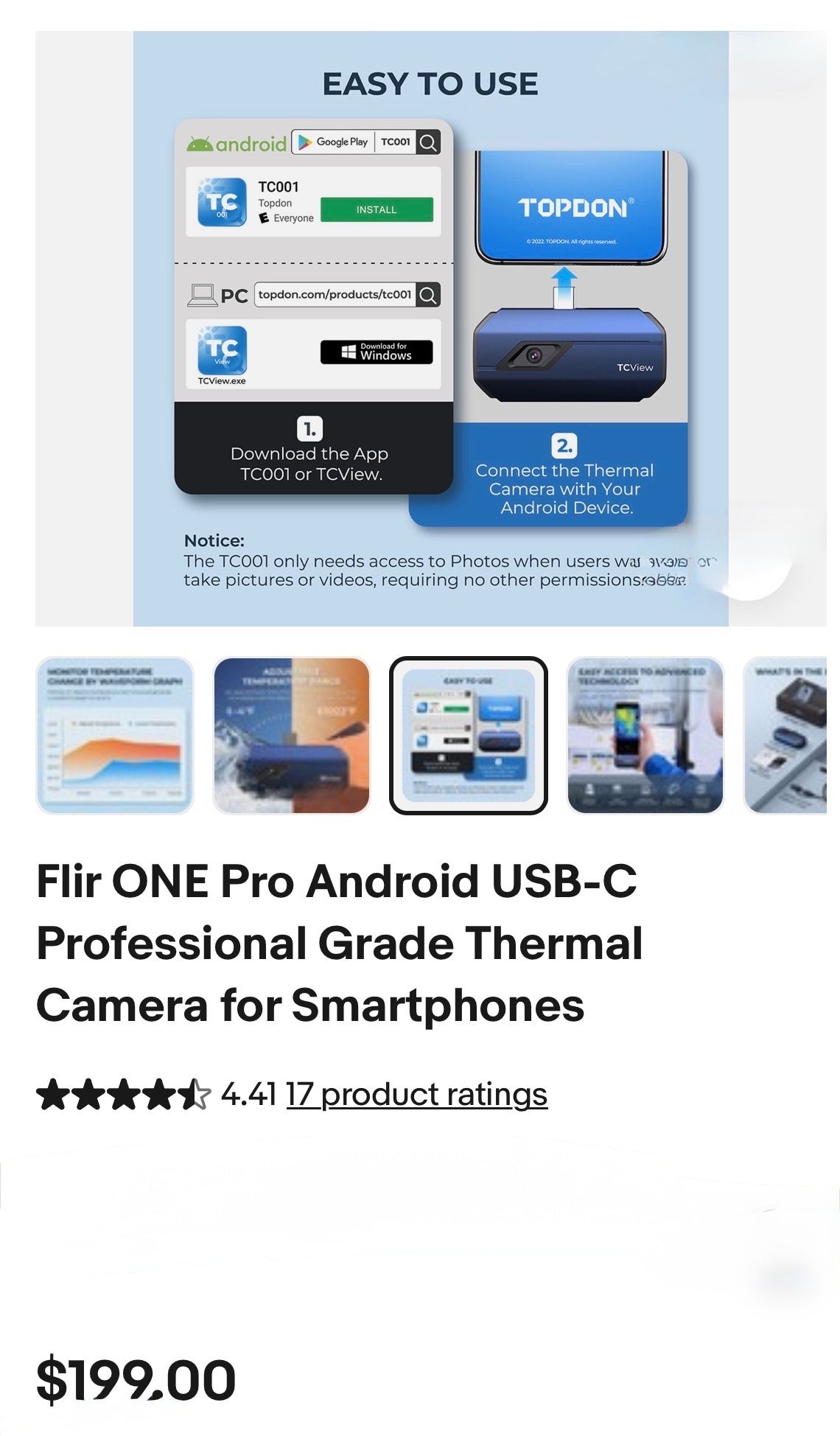 Flir ONE Pro Android USB-C Professional Grade Thermal Camera for Smartphones