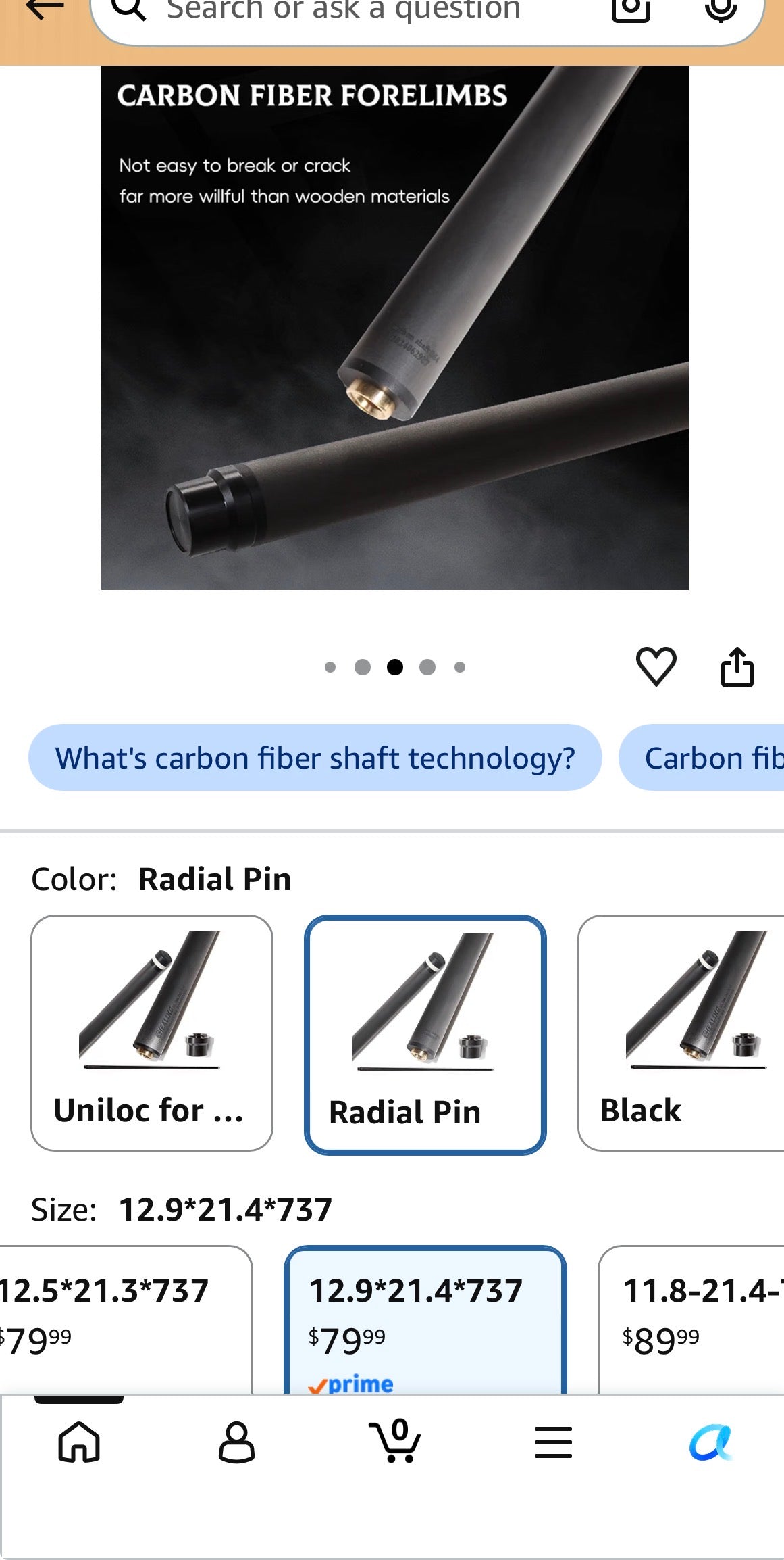 100% Carbon Fiber Shaft, Black Shaft of Pool Cue -Front Part for Billiard Play Cue