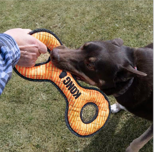 KONG Armor Double Tug Plush Dog Toy in green.