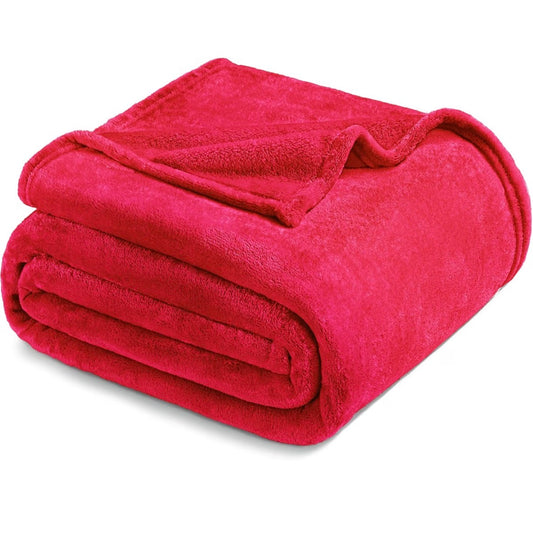 Soft Fleece Throw Blanket for Couch, Maroon 50 x 60