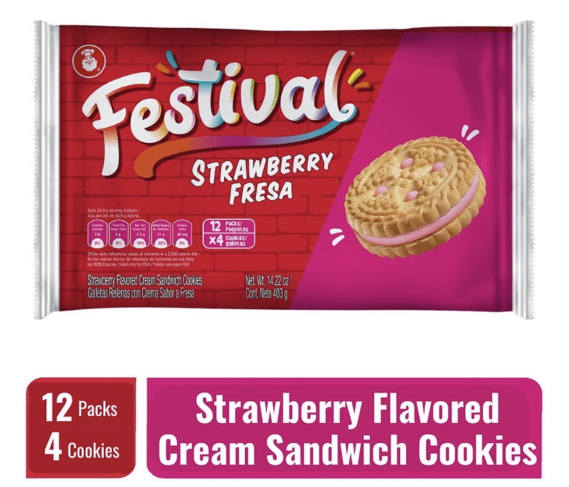 Festival Strawberry Cream Sandwich Cookies