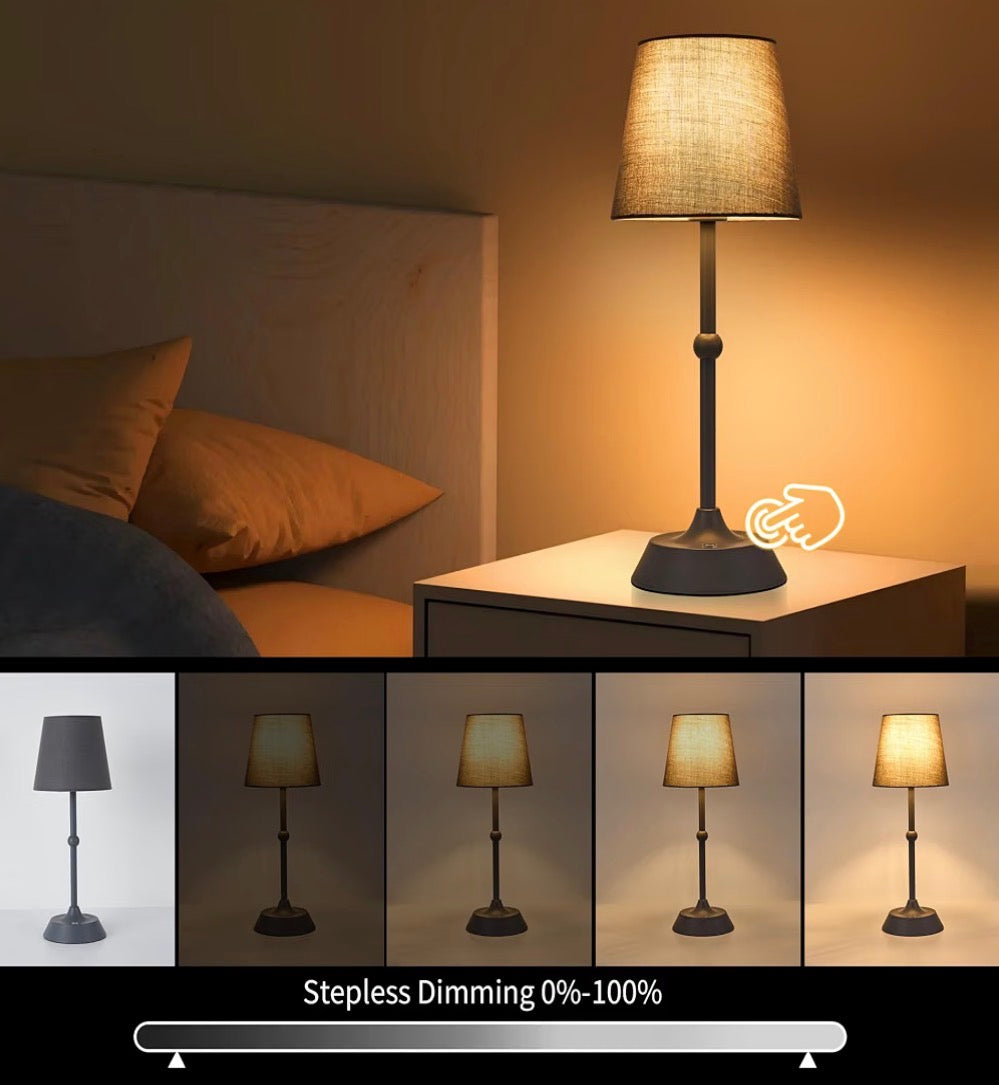 LED Cordless Gold Portable Dimmable Desk Lamp 6000mA Battery Powered Touch Control