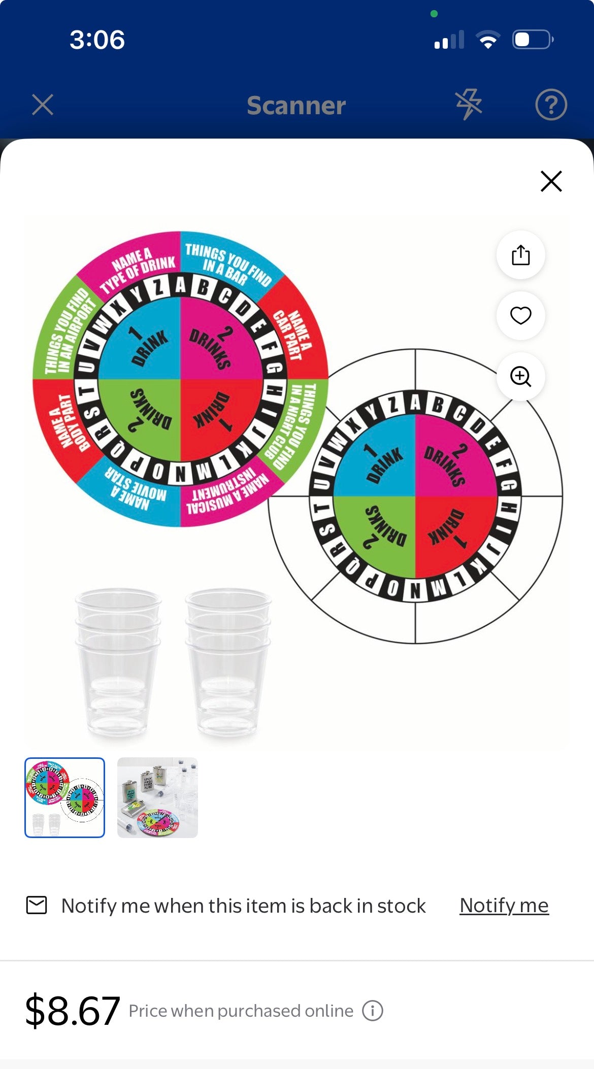 WAY TO CELEBRATE DRINKING SPINNER GAME FOR 8