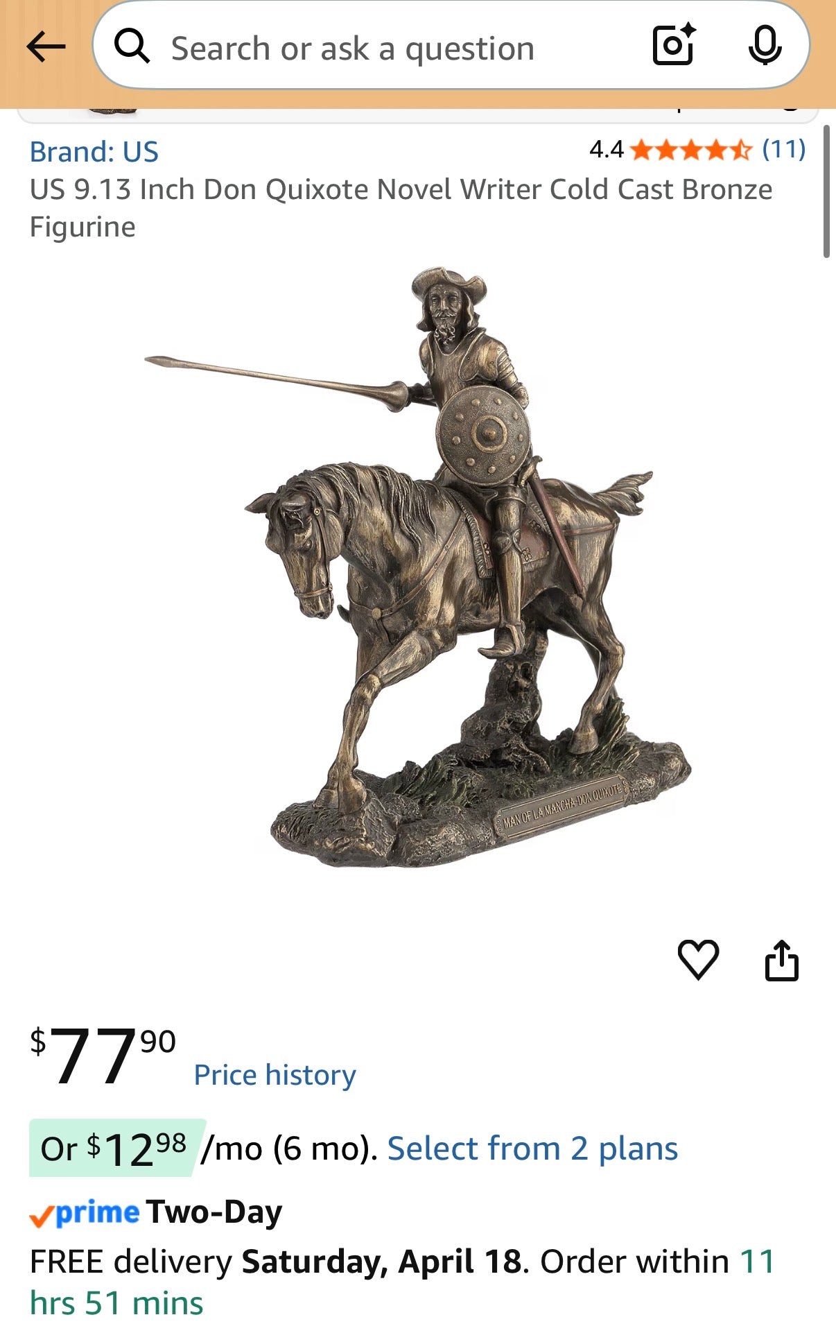 Don Quixote Novel Figurine