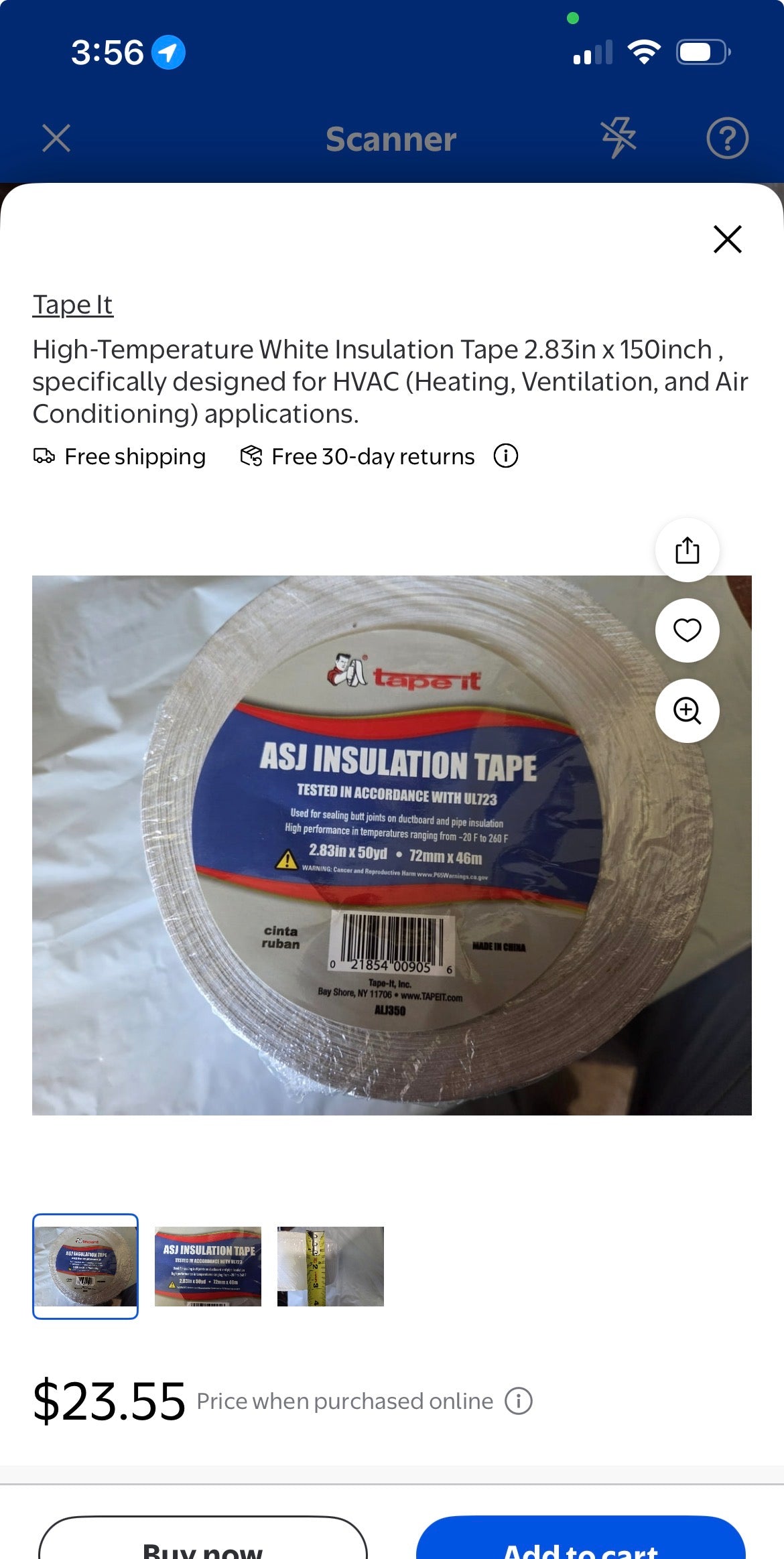 HIGH TEMP WHITE INSULATION TAPE -2.83 X 150
