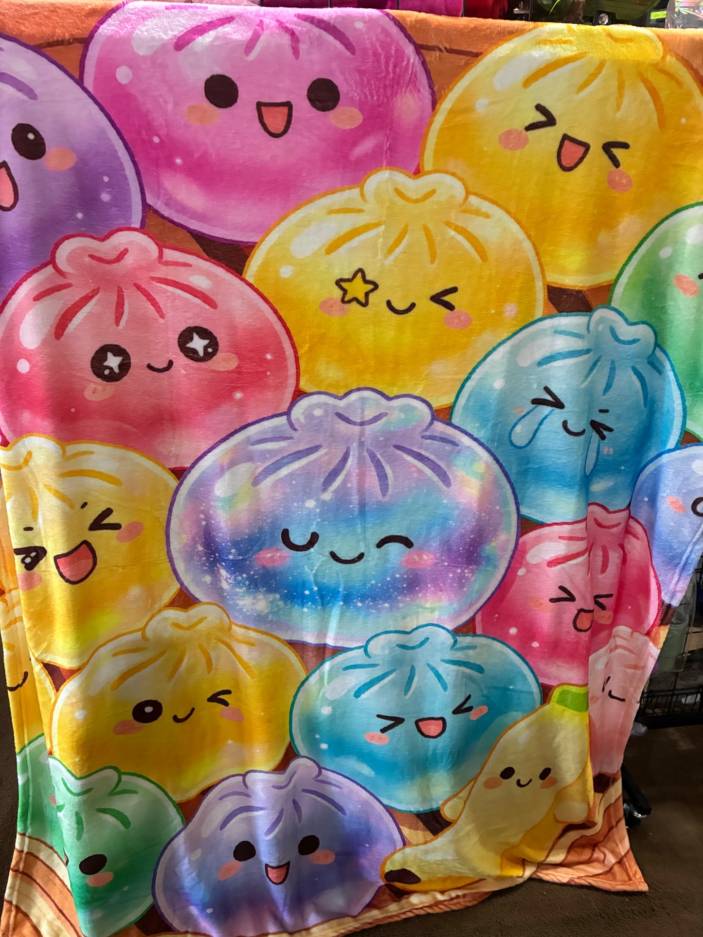 Cartoon Color Crystal Squishy Steamer Printed Flannel Blanket, Cozy