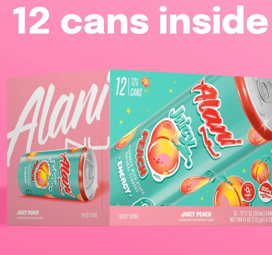 Alani Nu Sugar Free Energy Drink, Juicy Peach, 12 Pack, Cans,