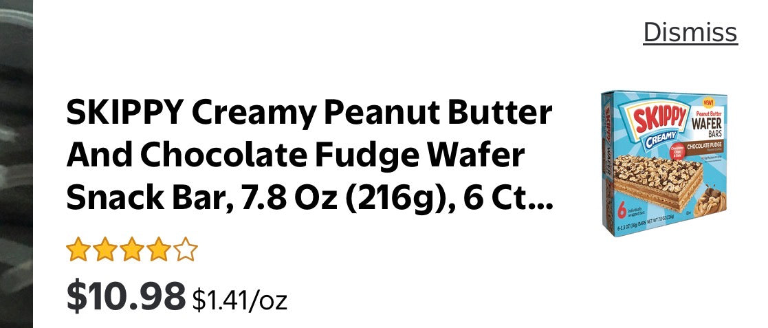 SKIPPY Creamy Peanut Butter And Chocolate Fudge Wafer Snack Bar, 6pk
