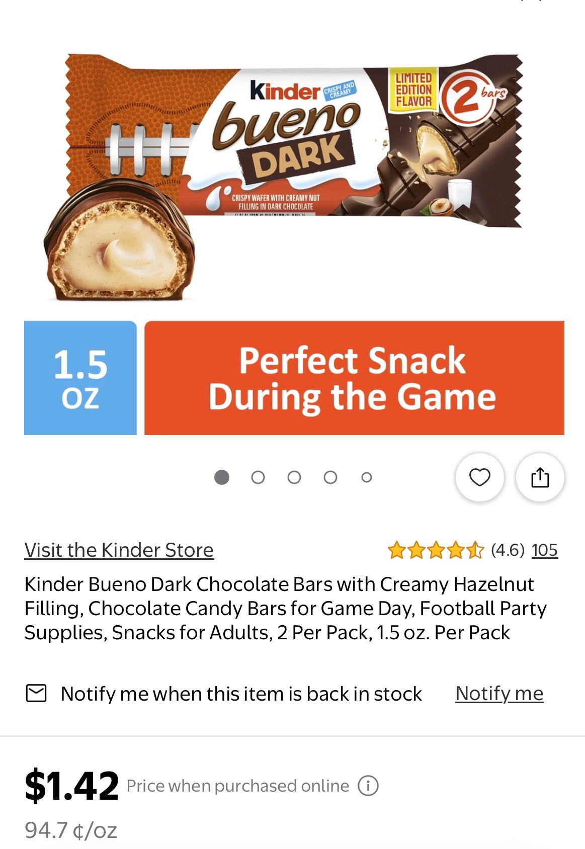 Kinder Bueno Dark Candy Bar