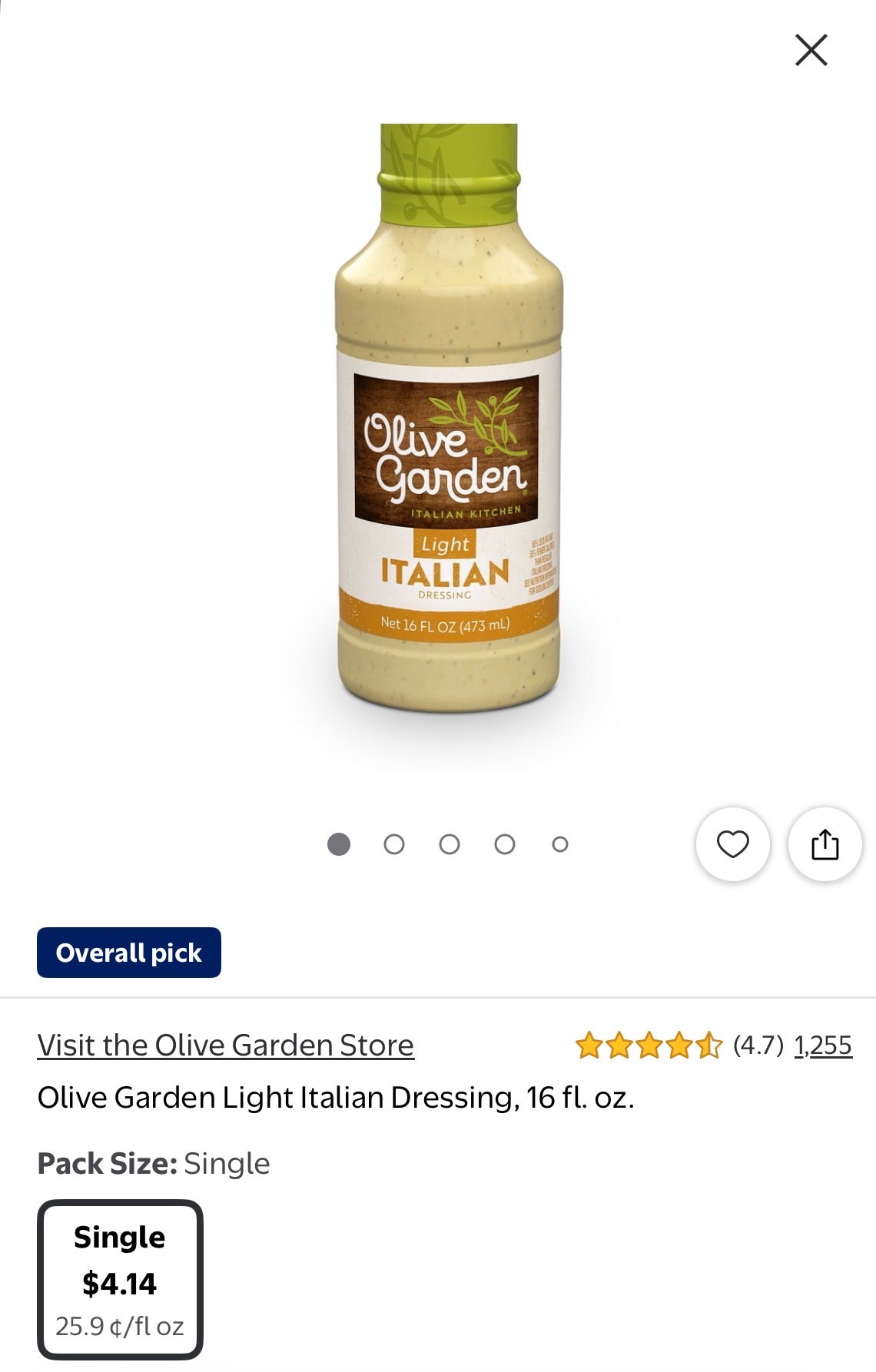 Olive Garden Light Italian Dressing, 16 fl. oz.