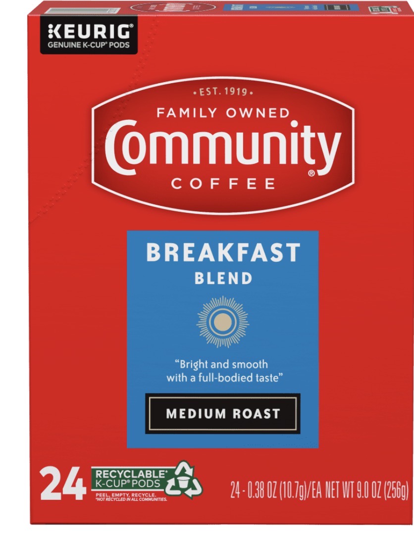Community Coffee Breakfast Blend Single-Serve k-cups Coffee Pods, Medium- Roast,