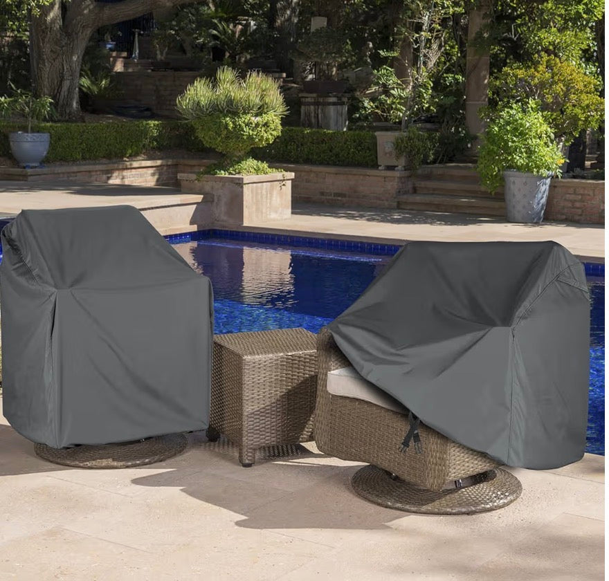 PATIO CHAIR COVERS SET 2 GRAY