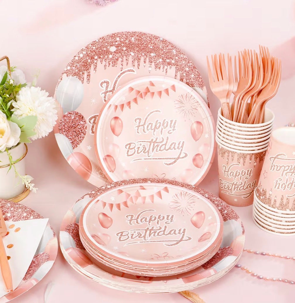 ROSE GOLD BIRTHDAY PARTY DECORATIONS FOR 15