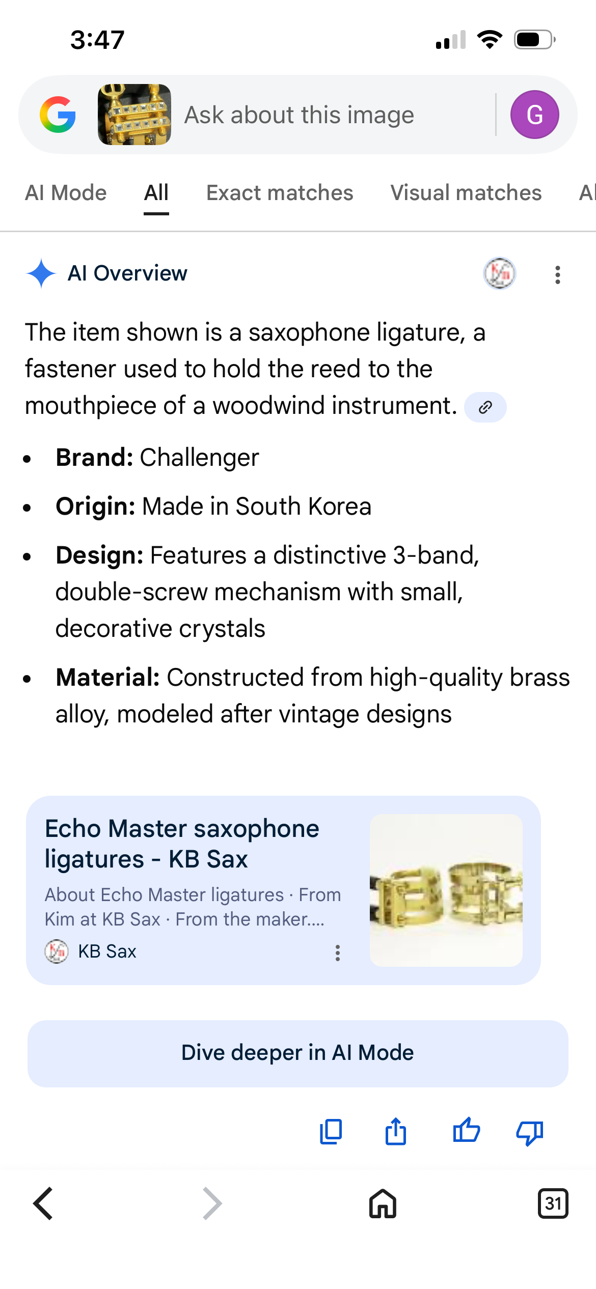 CHALLENGER METAL LIGATURE for TENOR SAX MOUTHPIECE