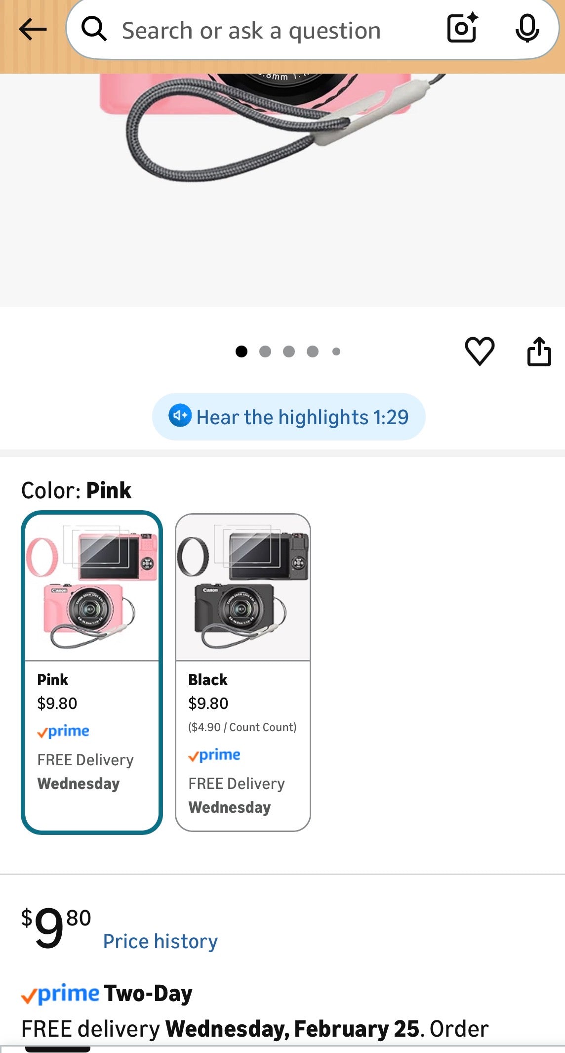 PINK SILICONE CASE for CANNON POWERSHOT g7x MARK iii