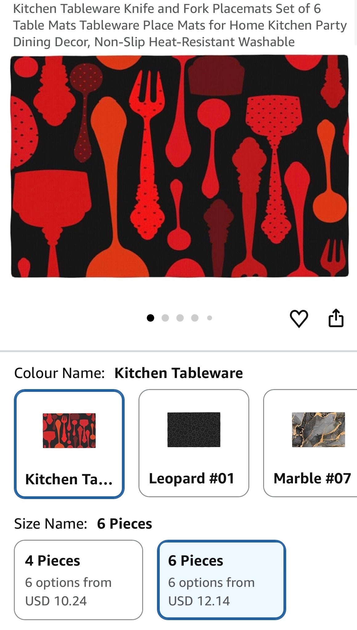 KNIFE @ FORK PLACEMATS SET 6